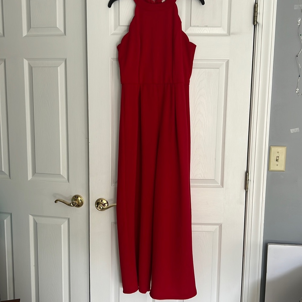 Francesca’s High Neck Red Jumpsuit